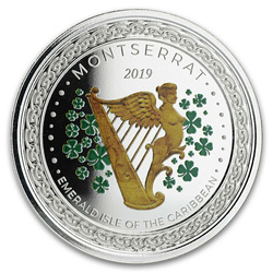 Montserrat: Emerald Isle of the Caribbean kolorowany 1 uncja Srebra 2019 Proof