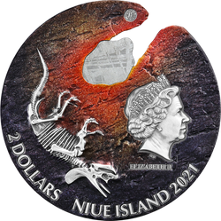 Niue: Impact Moments - Meteorite 2 oz Silber 2021 High Relief Antique Finish