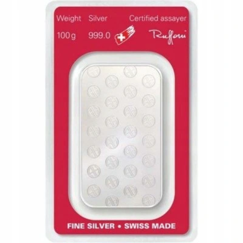 100 gramów Sztabka Srebra Argor - Heraeus