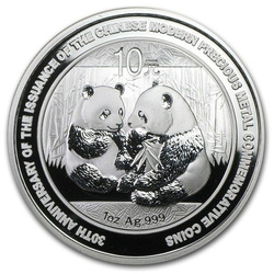 Chińska Panda 30 rocznica 1 uncja Srebra 2009