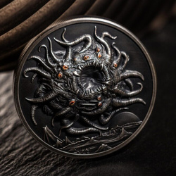 Palau : H.P. Lovecraft - Azathoth coloré 3 onces d'argent 2023 Ultra High Relief Antiqued Coin