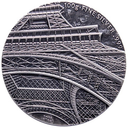 Ciad Tina’s View - Turnul Eiffel din Paris 100 grame Argint 2022 High Relief Antiqued Coin