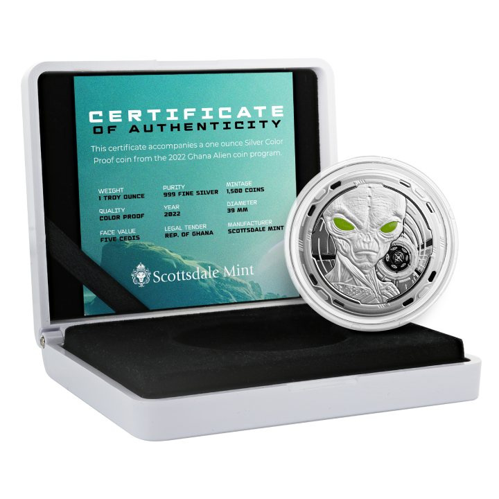 Ghána: Alien színes 1 uncia ezüst 2022 Proof