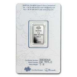 5 gram Bar Silver Pamp Fortuna