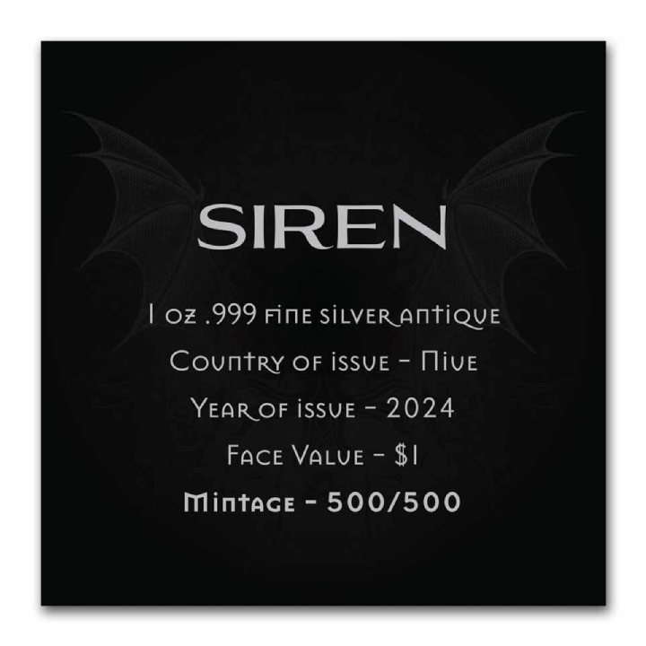 Niue: Mythical Creatures – The Siren 1 Ounce Silver 2025 Antiqued Coin