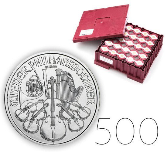 Vídeňský filharmonik 1 unce stříbra BALÍČEK 500 KS