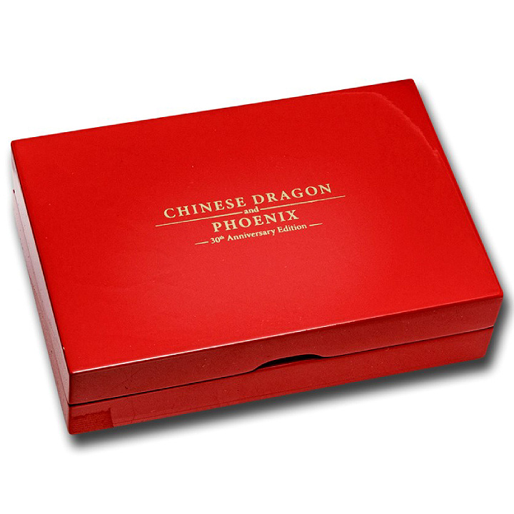 Fiji: Set di 2 monete Chinese Dragon & Phoenix - 1 grammo d'oro e 1 oncia d'argento 2020 Proof