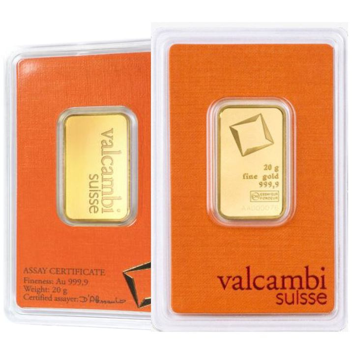 Valcambi 20 g aranyrud LBMA GD Refiner