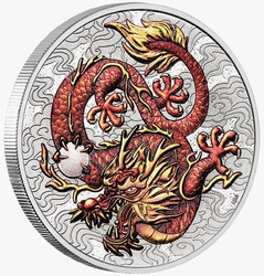 Chinese Myths and Legends: Dragon coloured (versión con moneda en tarjeta) 1 oz Plata 2021