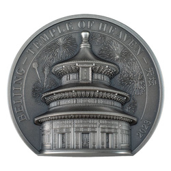 Îles Cook : Pékin – Temple du Ciel 5 onces d'argent 2023 Ultra High Relief Antiqued Coin