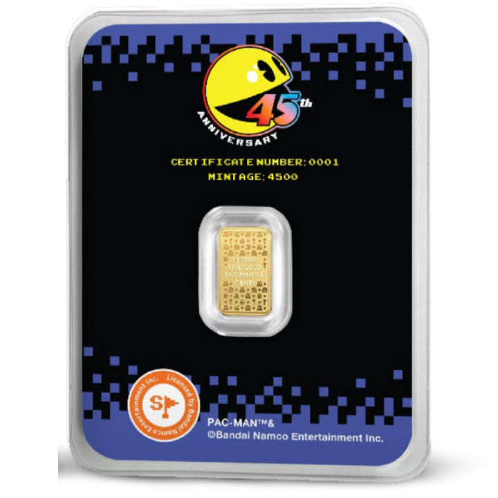 Sztabka PAC-MAN 45. rocznica 1 gram Złota 2025