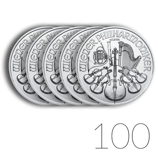 2021 Filarmónica de Viena 1 oz Plata 2021 PAQUETE DE 100 PAQUETES