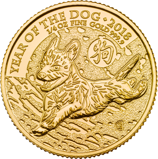 Royal Mint : Lunar - Année du chien 1/4 once d'or 2018