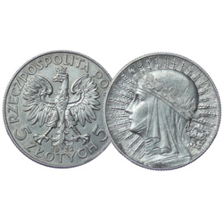 Poland: "Head of a Woman" Jadwiga 5 zloty Silver Random Year