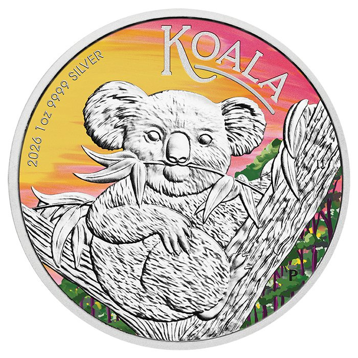 Сребърна монета Perth Mint: Коала цветна 1 унция сребро 2026 (Brisbane Money Expo Anda Special)