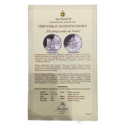 Médaille Jean-Paul II - VIIe pèlerinage en Pologne 5-17.06.1999 Argent Proof + certificat