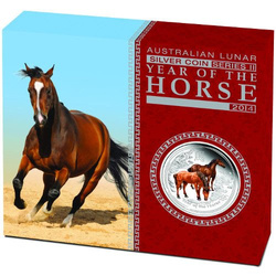 Lunar II : Année du cheval 1 once d'argent 2014 Édition couleur