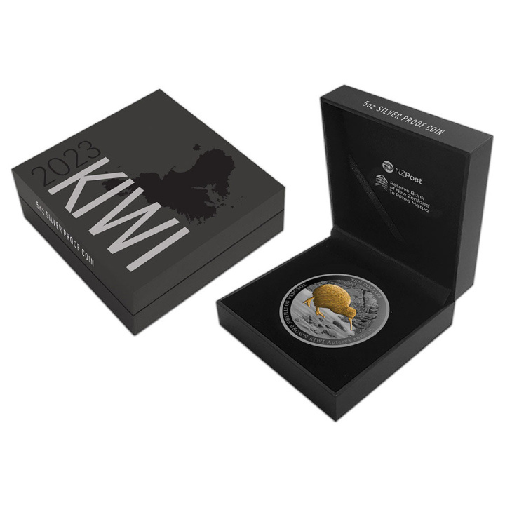 Kiwi 5 oz Silver 2023 Gilded Black Proof Coin