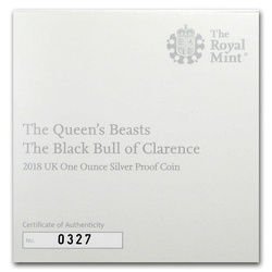 The Queen’s Beasts: The Black Bull of Clarence 2 oz Silver 2018 PROOF