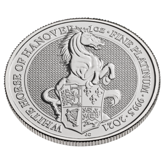 Bestias de la Reina: Caballo Blanco de Hannover 1 oz Platino 2021