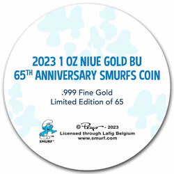 Niue : Les Schtroumpfs - 65e anniversaire 1 once d'or 2023