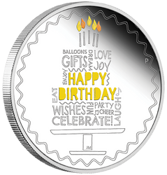 Happy Birthday coloured 1 oz Silber 2022 Proof