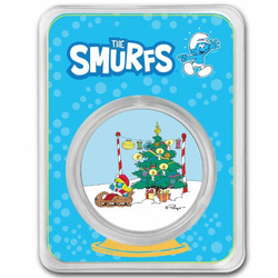 Niue: Smurfette Christmas coloured 1 oz Silver 2023 Slab Coin