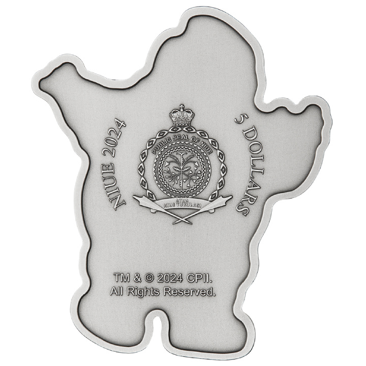 Niue: Los Cazafantasmas - Stay Puft coloreado 2 oz Plata 2024 Antiqued Shaped Coin