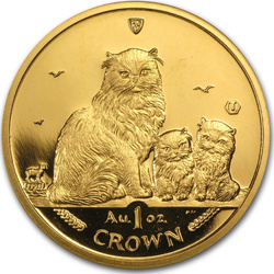 Isla de Man: Himalayan Cat & Kittens 1 oz Oro 2005