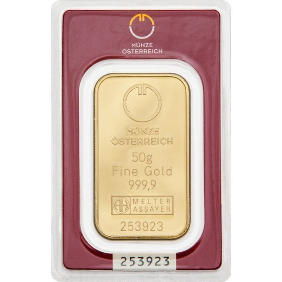 50 gramów Sztabka Złota Austrian Mint