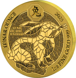 Rwanda: Lunar - Year of the Rabbit 1 oz Gold 2023