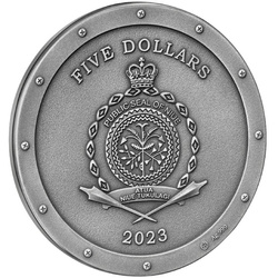 Niue: Steampunk - Metal Bee $5 pozłacany Srebro 2023 High Relief Antiqued Coin