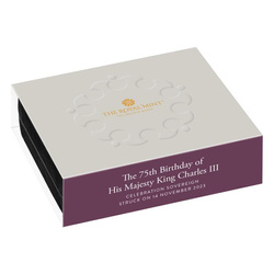 75e anniversaire de Sa Majesté le roi Charles III Souverain commémoratif 2023 (frappé le 14 novembre 2023)