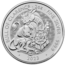 The Royal Tudor Beasts: The Bull of Clarence 2 oz Silber 2023