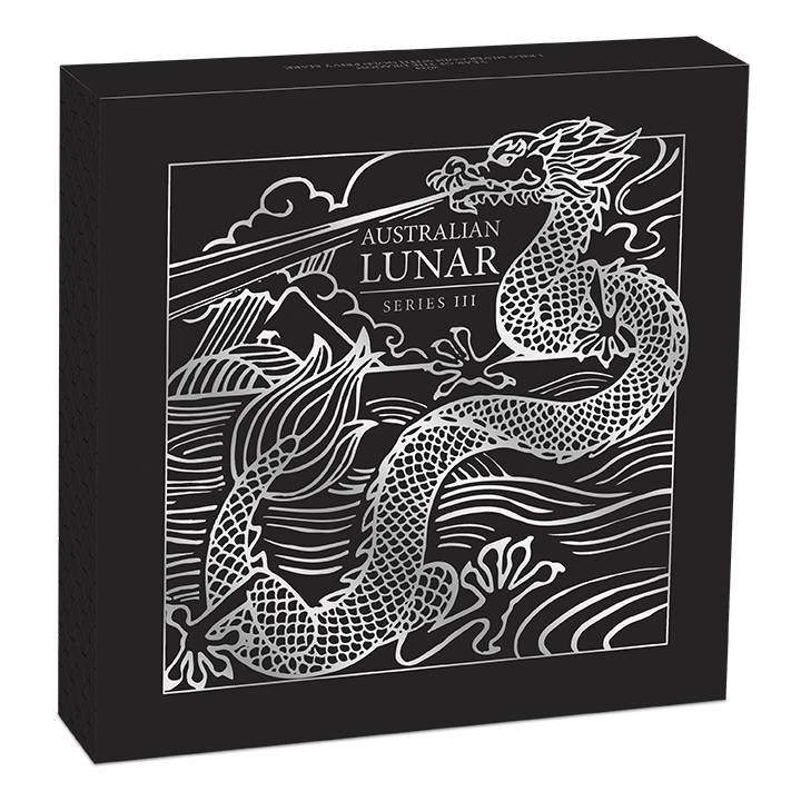 Perth Mint: Lunar III - Rok Smoka kolorowany 1000 gramów Srebra 2024 Gold Privy Mark