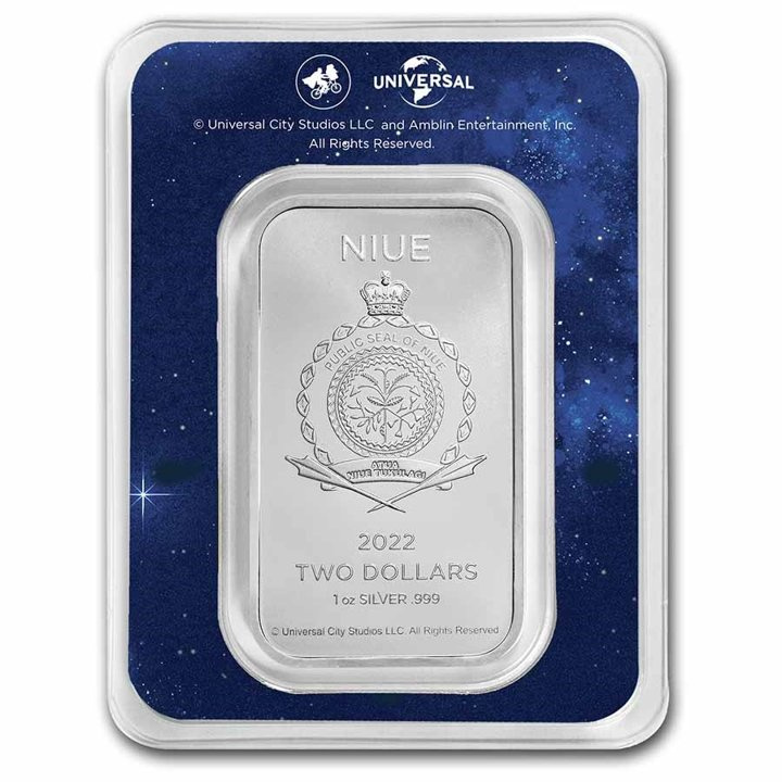 Niue: E.T. barevná – 40. výročí filmu 1 unce stříbra 2022 Movie Poster Coin Slab