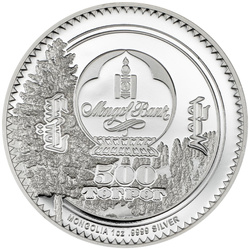 Mongolsko: Woodland Spirits – Vydra kolorovaná 1 oz Stříbro 2025 Proof 