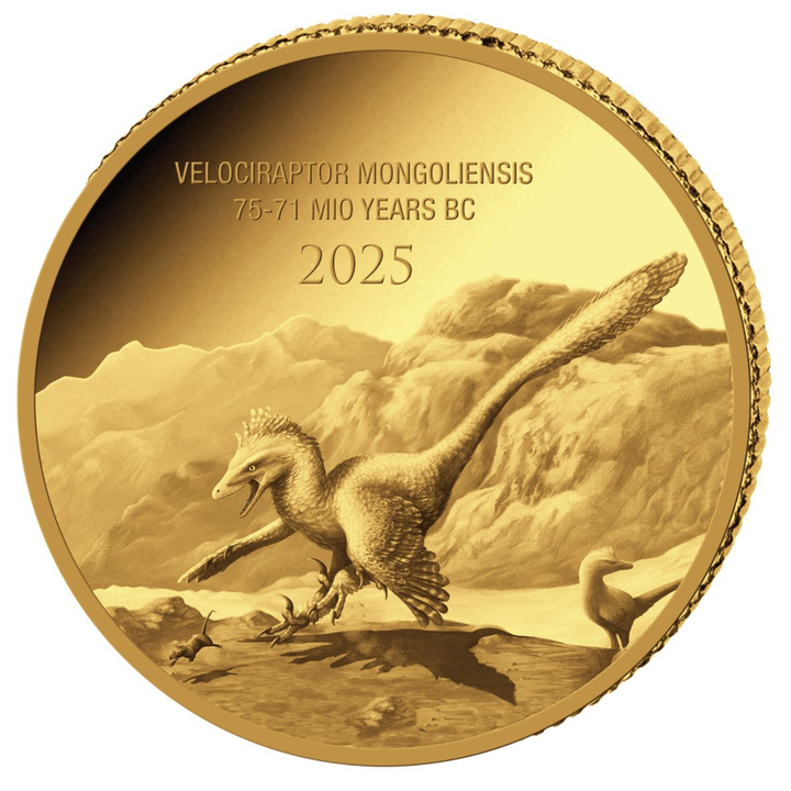 Goldmünze Congo: Prehistoric Life - Velociraptor Mongoliensis 0,5g Gold 2025