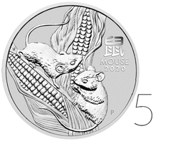 Lunar III: Año del Ratón 2 oz Plata PAQUETE DE 5 PAQUETES 2020