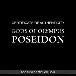 Tuvalu: Dioses del Olimpo - Poseidón 5 oz Plata 2021 Acabado Antiguo