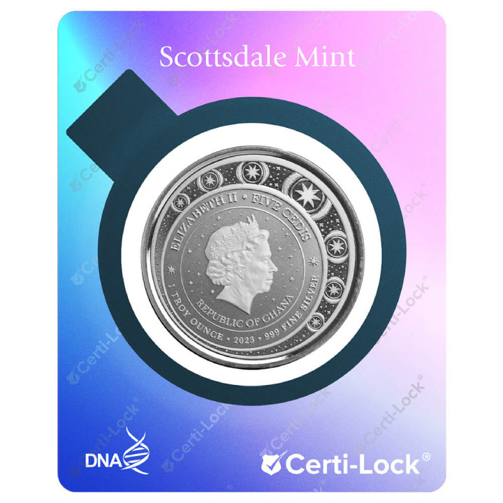 Ghána: Egyszarvú „Aurora” színes 1 uncia ezüst 2023 Proof (érme kártyában)