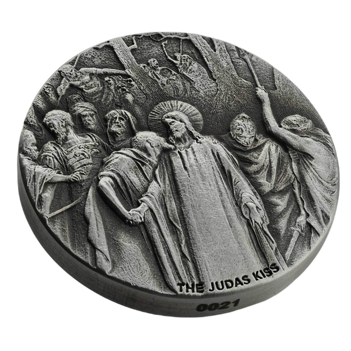 Niue: Bíblica - El beso de Judas 2 oz Plata 2020 Proof Antiqued Coin
