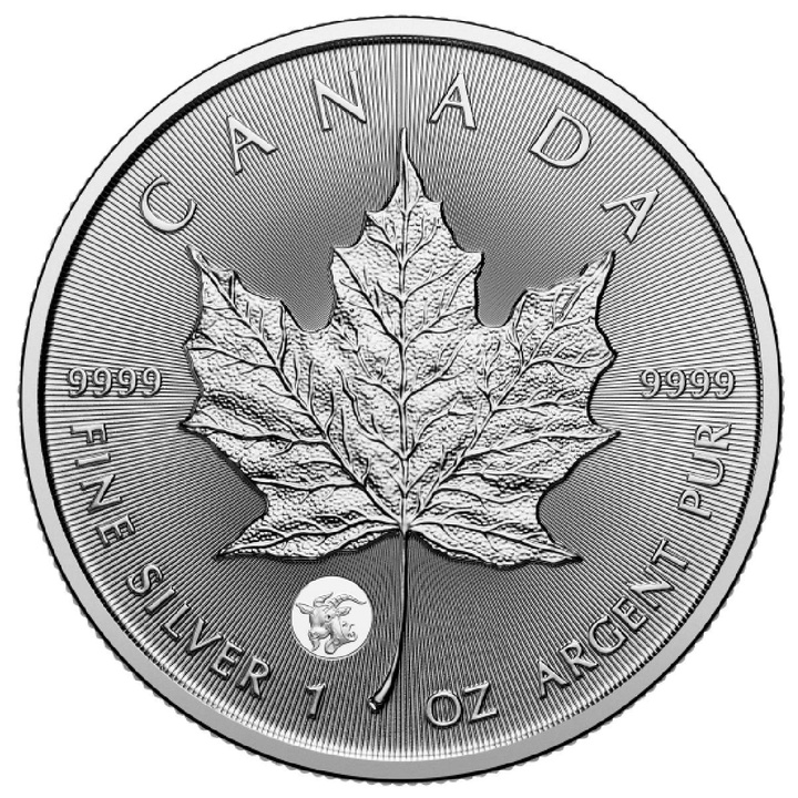 Maple Leaf canadese 1 oz argento 2027 Privy Mark Year of the Goat