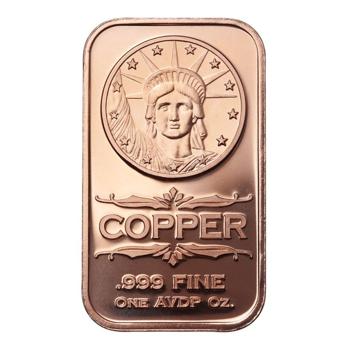 1 oz Copper Bar - Liberty Head