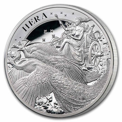 Santa Elena: Diosa - Hera y el Pavo Real 5 oz Plata 2022 Proof