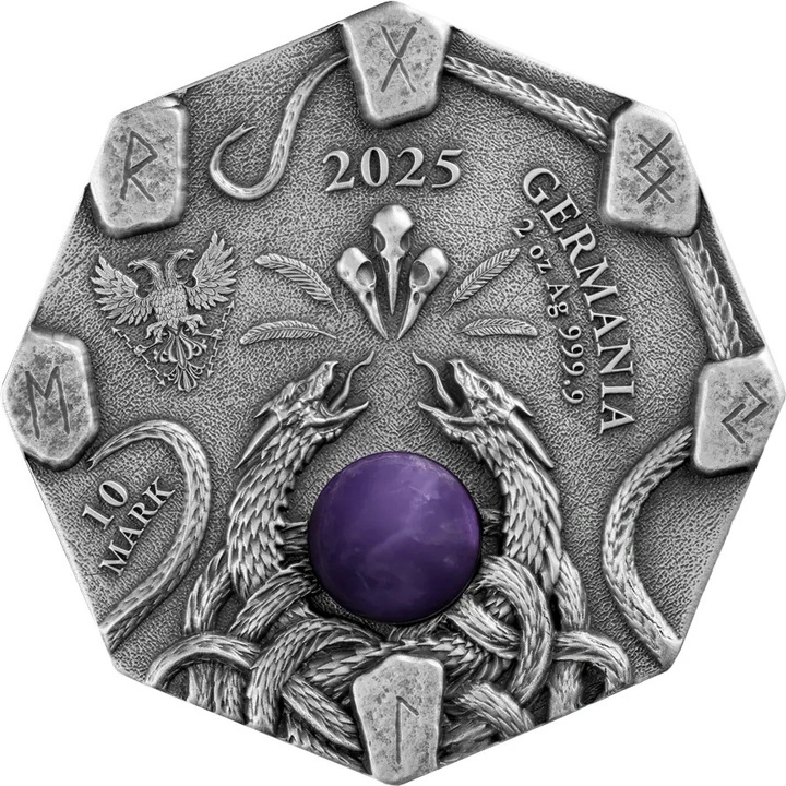 Witchcraft - Herbalist 2 oz stříbro 2025 kolorovaná mince v antikované úpravě s ametystem