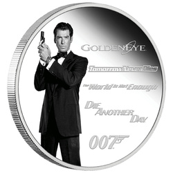 Tuvalu: James Bond Legacy 4th issue - Pierce Brosnan kolorowany 1 uncja Srebra 2024 Proof