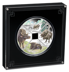 Tuvalu: Año del Búfalo Cuadrante coloreado 1 oz Plata 2021 Proof