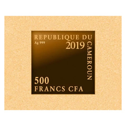 Kamerun: Rembrandt - Die Anatomiestunde des Doktor Tulp farbig 500 Franken CFA Silber 2019