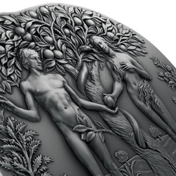 Cameroun : Garden of Eden 5 000 francs CFA en argent 2024, pièce à haut relief vieillie